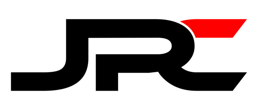 A black jrc logo with a red accent on the c against a white background in a minimalist style