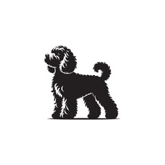Charming Cockapoo Dog Silhouette Vector Illustration – Fluffy Hybrid Breed Clipart for Pet Lovers, Digital Download for Crafts, T-Shirts, Logos, Stickers, and Decor Projects

