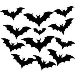Bat in flight vector pack silhouette vector illustration