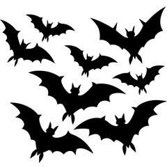 Bat in flight vector pack silhouette vector illustration
