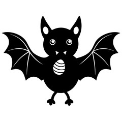  Cute monster bat with candy silhouette vector illustration