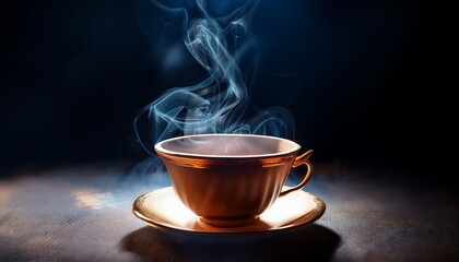 Fototapeta premium cup on a dark background with smoke