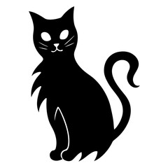 Ghost black and white cat silhouette vector illustration 