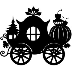 Fototapeta premium Pumpkin carriage like halloween cinderella silhouette vector illustration