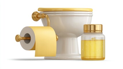 Bathroom essentials, toilet paper, and medicine