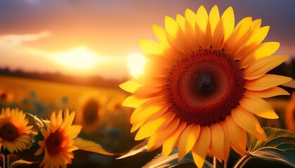 Obraz premium a cheerful blooming sunflower