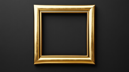 Golden Frame of Elegance: A radiant gold picture frame casts a luxurious appeal, mounted against a dark wall, ready to showcase art, memories, or add a touch of timeless sophistication.