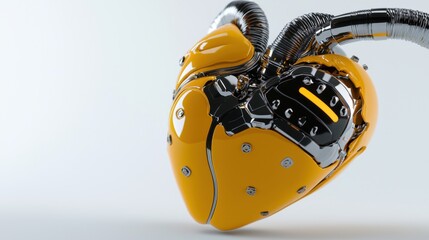 A yellow heart with a silver frame