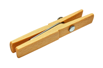 Holding Tight A Single Wooden Clothespin Against the Void a symbol of simple strength isolated on transparent background