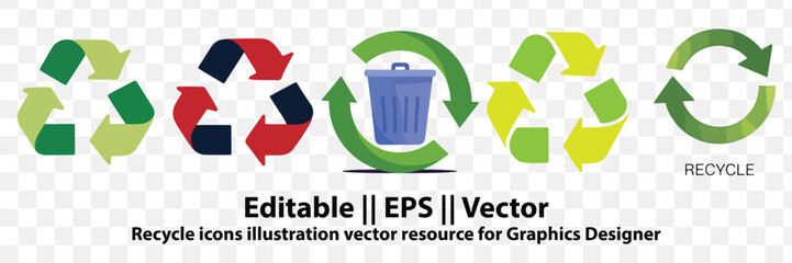 Recycles Icons. Eco-Friendly Lifestyle Icons (Flat Design)