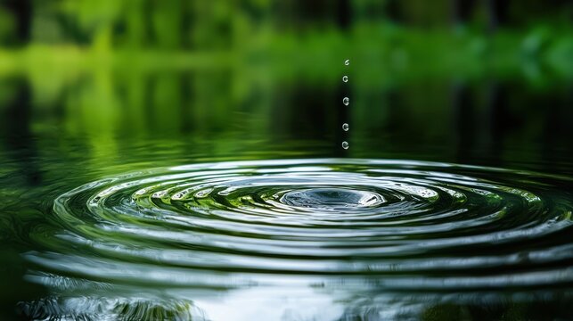A drop of water falls into a pond, creating a ripple effect