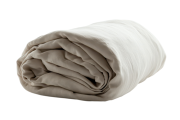 Rolled linen a symbol of comfort and relaxation fresh from the wash promises peaceful dreams on transparent background