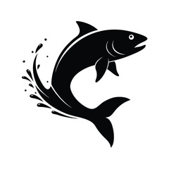 Jumping Fish Silhouette with Water Splash.
