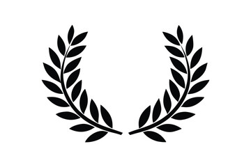 Obraz premium Greek Olive Branch Laurel Wreath Silhouette Vector Design
