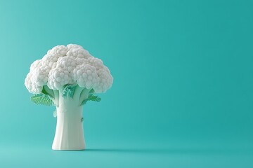 Cauliflower art against a monochrome background
