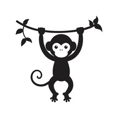 cartoon monkey hanging from vines  © PuspanjaliRani