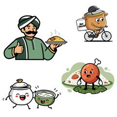 4 set of Biriyani Indian Cultural Food Mascot