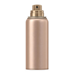 A sleek and elegant gold spray can stands upright against a pristine white background, its metallic finish reflecting light and exuding a sense of modern sophistication.