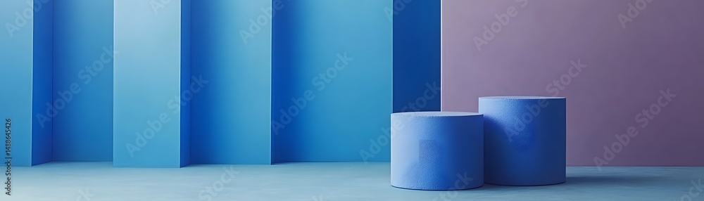 Poster modern display podiums in a muted color palette.
