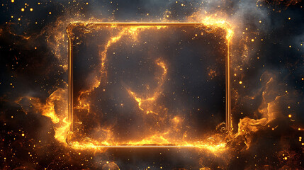 Elegant 3D golden frame for oracle cards with black background, ideal for luxury greeting cards and decorations.

