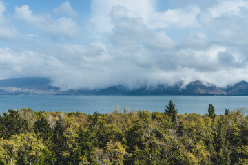 autumn landscape with lake in armenia blue waters 