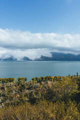autumn landscape with lake in armenia 