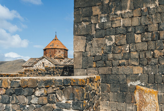old church monastery by the sevan lake in armenia stone 