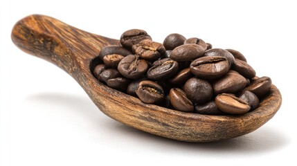 Fototapeta premium Roasted coffee beans in a wooden spoon (3)