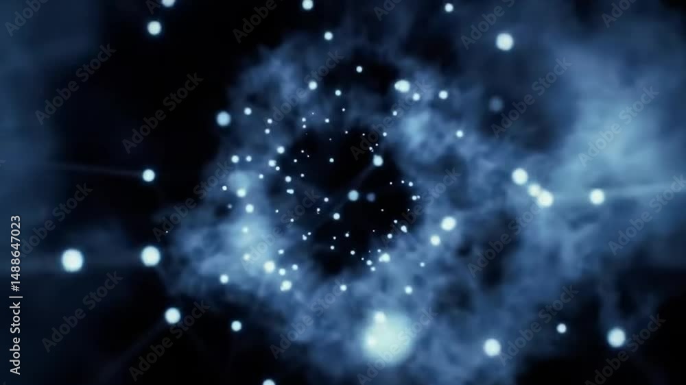 Poster abstract blue glowing particle light stream background animation video footage stock visual effect