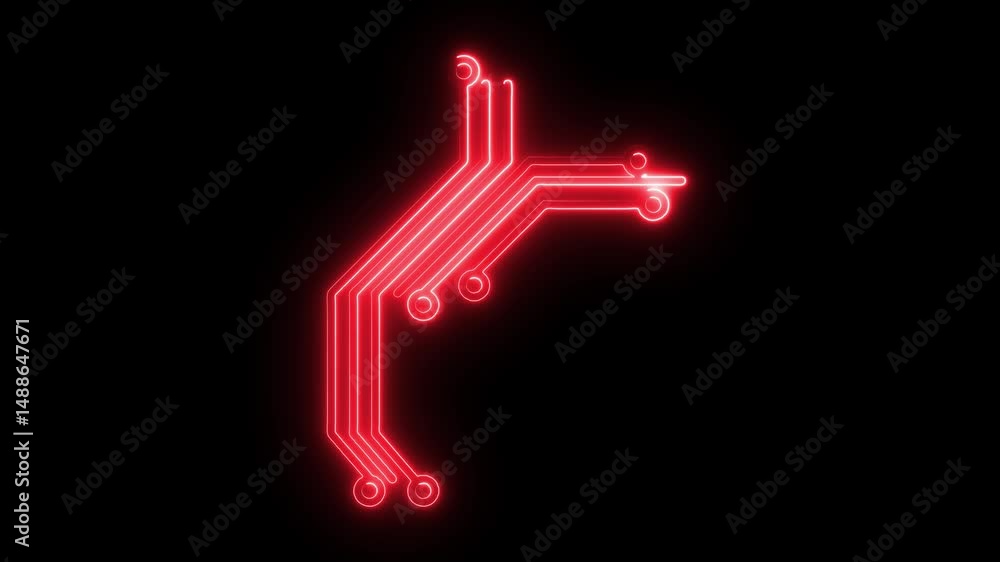 Poster glowing red circuit board abstract futuristic technology design with black background