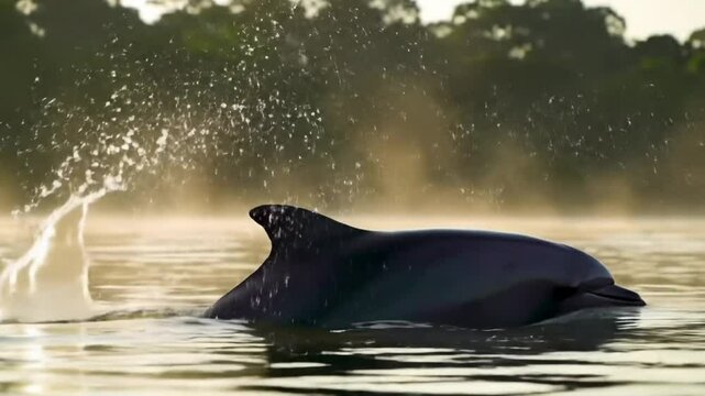 Amazon river dolphin swimming in the water wildlife animal nature photography travel adventure beauty