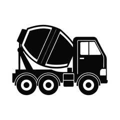 A silhouette concrete mixer truck vector illustration