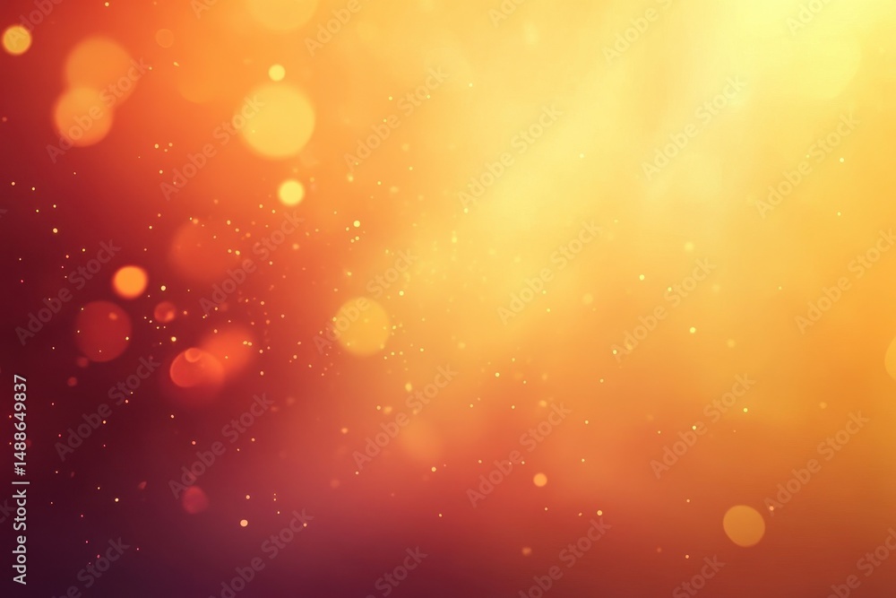 Poster warm orange and soft gradient background with glowing bokeh lights creating a serene atmosphere, blu