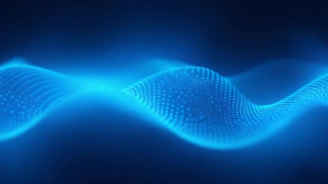 The features a smooth, flowing grid of dots in a blue color scheme, creating a futuristic, digital ambiance. Perfect for looping. Beautiful Blue Wave Technology Background with Dotted Grid.