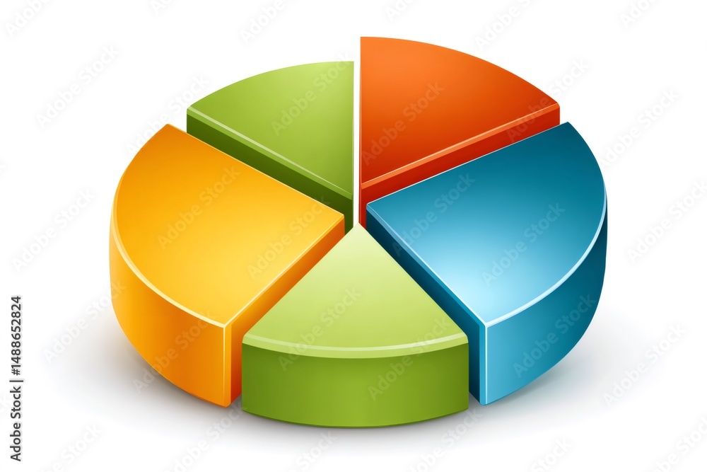 Poster colorful 3d pie chart representing market share and data analysis