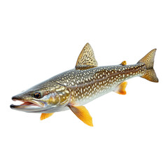 Obraz premium Pike fish isolated on Transparent background showcasing vibrant colors and sleek body form, Pike live fish isolated on PNG background Live fish object for design