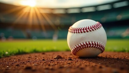 Close-up, baseball on home plate, blurred background, texture, game