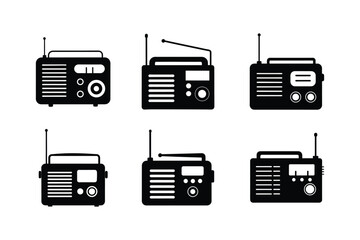 Old style military radio Silhouette Vector bundle  illustration, Set of Old style military radio Silhouette