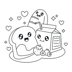 Hand drawn coloring book illustration	
