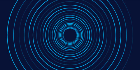 Abstract blue background with glowing curved lines. Shiny blue swirl curve lines design. Spiral lines. Geometric oval pattern. Futuristic technology concept. Vector illustration