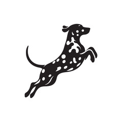 Striking Dalmatian Dog Silhouette Vector Art for Pet Lovers, Digital Clipart, Black and White Spotted Breed Illustration, Printable Dog Graphic for Crafts and Decor.
