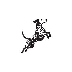 Fototapeta premium Striking Dalmatian Dog Silhouette Vector Art for Pet Lovers, Digital Clipart, Black and White Spotted Breed Illustration, Printable Dog Graphic for Crafts and Decor. 