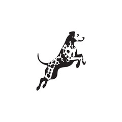 Striking Dalmatian Dog Silhouette Vector Art for Pet Lovers, Digital Clipart, Black and White Spotted Breed Illustration, Printable Dog Graphic for Crafts and Decor.
