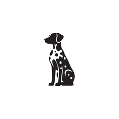 Striking Dalmatian Dog Silhouette Vector Art for Pet Lovers, Digital Clipart, Black and White Spotted Breed Illustration, Printable Dog Graphic for Crafts and Decor.
