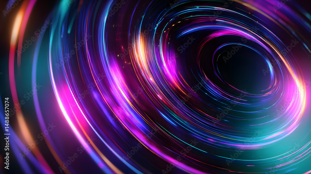 Poster dynamic whirlwind: a vibrant display of swirling, multi-colored light, creating a sense of energy an