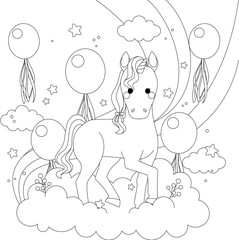 Hand drawn coloring book illustration	
