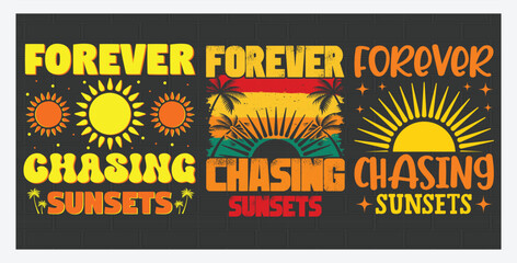 Sunset beach t-shirt designs bundle, Summer surf graphic t-shirt for print. Summer tropical tee shirt collection, T Shirt Design Bundle