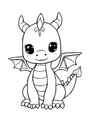 Charming Baby Dragon Coloring Page.
