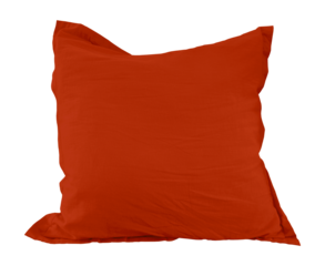 real red square cushion isolated on background with clipping path. blank red pillow. empty cushion for your design.