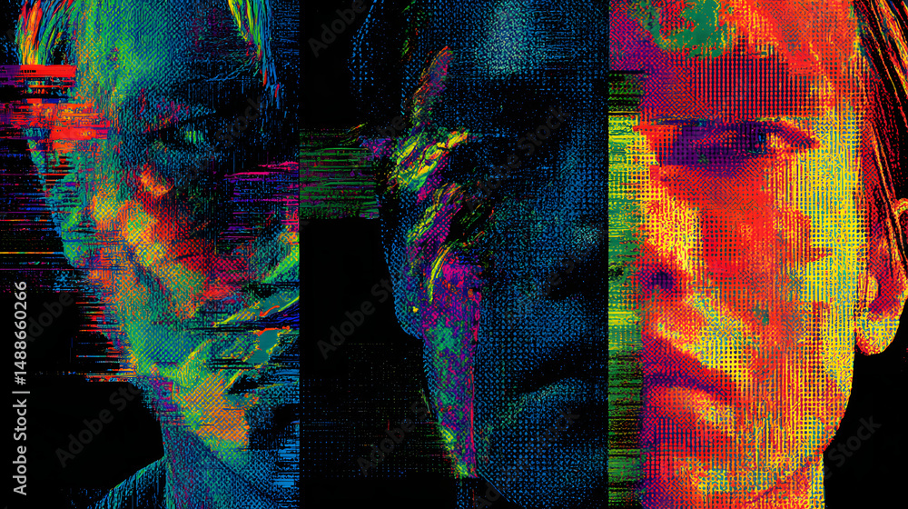 Poster digital dissonance: a fragmented portrait explores the complexities of identity in the digital age, 